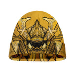 Gold Samurai Mask Print Beanie