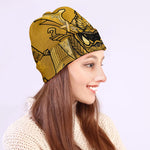 Gold Samurai Mask Print Beanie