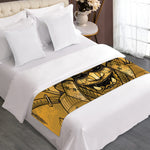 Gold Samurai Mask Print Bed Runner