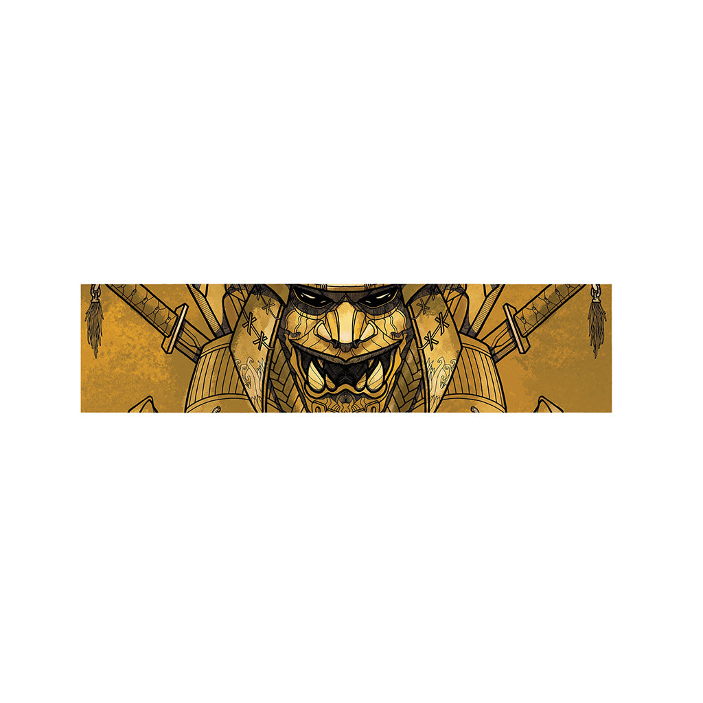 Gold Samurai Mask Print Bed Runner