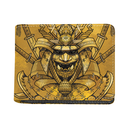 Gold Samurai Mask Print Bifold Wallet