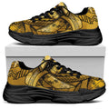 Gold Samurai Mask Print Black Chunky Shoes