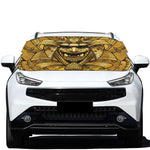 Gold Samurai Mask Print Car Windshield Snow Cover
