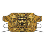 Gold Samurai Mask Print Car Windshield Snow Cover