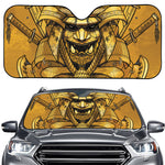 Gold Samurai Mask Print Car Windshield Sun Shade