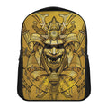 Gold Samurai Mask Print Casual Backpack