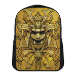 Gold Samurai Mask Print Casual Backpack