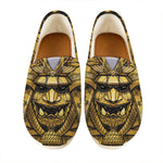 Gold Samurai Mask Print Casual Shoes