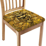 Gold Samurai Mask Print Chair Cushion Cover