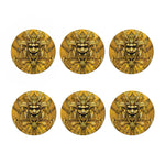 Gold Samurai Mask Print Coaster Set