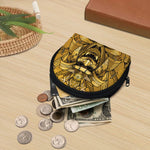 Gold Samurai Mask Print Coin Purse
