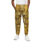 Gold Samurai Mask Print Cotton Pants
