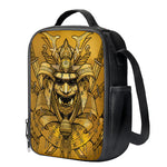Gold Samurai Mask Print Crossbody Lunch Bag