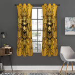Gold Samurai Mask Print Curtain