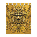 Gold Samurai Mask Print Curtain