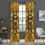 Gold Samurai Mask Print Curtain