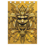 Gold Samurai Mask Print Curtain