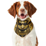 Gold Samurai Mask Print Dog Bandana