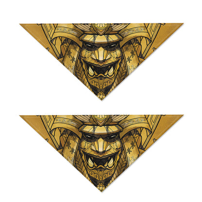 Gold Samurai Mask Print Dog Bandana