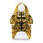 Gold Samurai Mask Print Dog Zip Up Hoodie