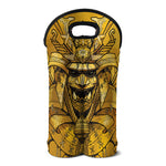 Gold Samurai Mask Print Double Neoprene Wine Tote