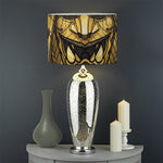 Gold Samurai Mask Print Drum Lamp Shade