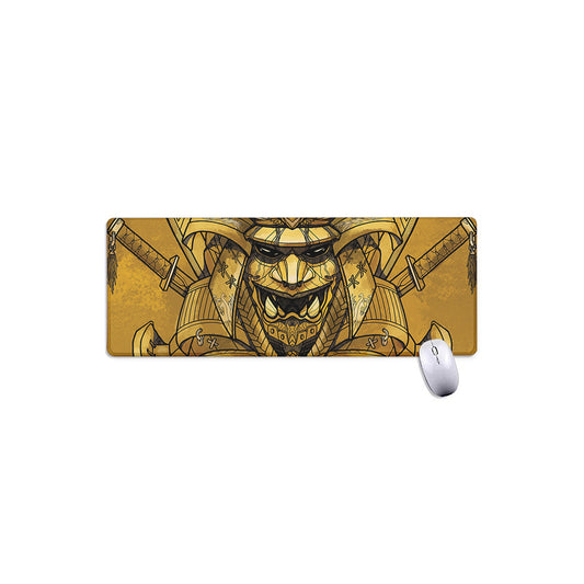 Gold Samurai Mask Print Extended Mouse Pad
