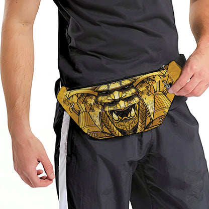 Gold Samurai Mask Print Fanny Pack