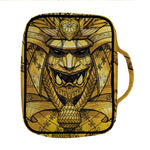 Gold Samurai Mask Print Front Pocket Bible Bag