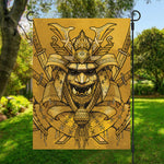 Gold Samurai Mask Print Garden Flag
