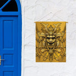 Gold Samurai Mask Print Garden Flag