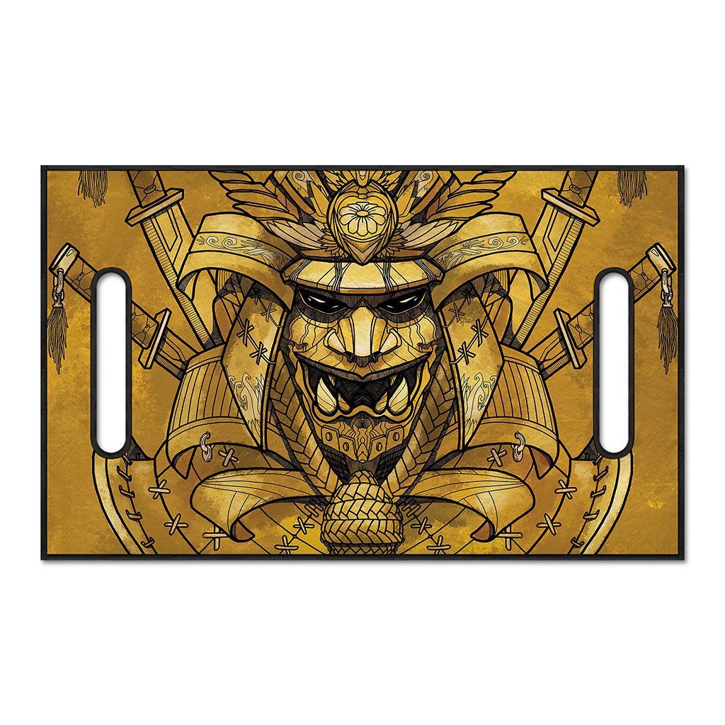Gold Samurai Mask Print Golf Cart Seat Cover