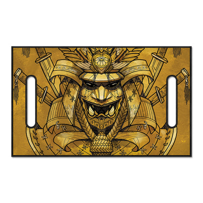 Gold Samurai Mask Print Golf Cart Seat Cover