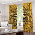 Gold Samurai Mask Print Grommet Curtains