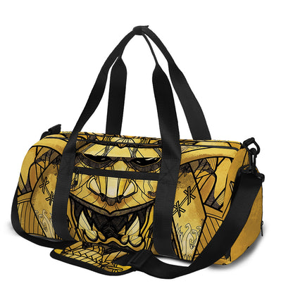 Gold Samurai Mask Print Gym Bag