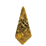 Gold Samurai Mask Print Hand Towel