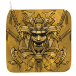 Gold Samurai Mask Print Hand Towel