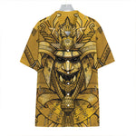 Gold Samurai Mask Print Hawaiian Shirt