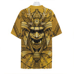 Gold Samurai Mask Print Hawaiian Shirt