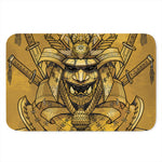 Gold Samurai Mask Print Indoor Door Mat