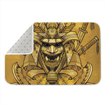 Gold Samurai Mask Print Indoor Door Mat
