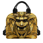Gold Samurai Mask Print Insulated Lunch Bag