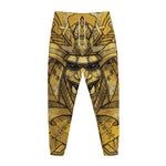 Gold Samurai Mask Print Jogger Pants