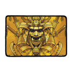 Gold Samurai Mask Print Kitchen Mat