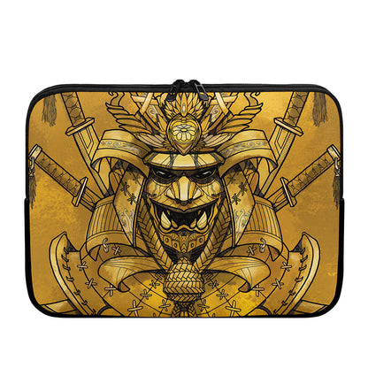 Gold Samurai Mask Print Laptop Sleeve