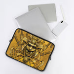 Gold Samurai Mask Print Laptop Sleeve