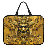 Gold Samurai Mask Print Laptop Sleeve With Handle