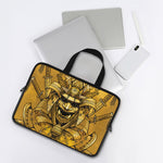 Gold Samurai Mask Print Laptop Sleeve With Handle