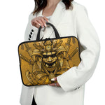 Gold Samurai Mask Print Laptop Sleeve With Handle