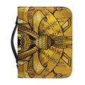 Gold Samurai Mask Print Leather Bible Cover